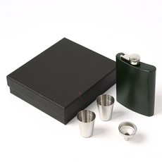 백스커머스 카키 힙플라스크 200ml 샷잔 2P 깔때기 세트 위스키병