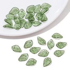 내추럴 리프 아크릴 구슬 50개｜포레스트 스타일 액세서리 DIY 세트 목걸이 팔찌, 02GN, 50pcs