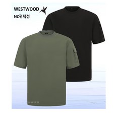 웨스트우드 WESTWOOD 남성 부드럽고 신축성이 좋은 소매 포켓 우븐 반팔 라운드티 2컬러 WP2MCTR467