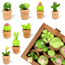 양모펠트 (한글설명서 제공) 다육이 선인장 시리즈 니들펠트 DIY 키트 입문 이층꽃, 6번 다육이, 1개, 종류별 다름
