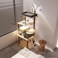 貓爬架貓窩 貓樹一體實木 多層太空艙 貓跳台 貓架子 劍麻玩具 貓咪用品 貓咪玩具 大型 貓跑輪 貓爬架 跑輪 室內, 1個, M2(加厚牛皮紙黃麻)可拆洗大床