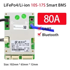 JBD 10S 12S 40A 17S 보호 14S 스마트 내장 BMS 20A 60A 13S 보드 80A 배터리 BT 50A LIFEPO4 48V 36V 16S, 80A UART BT_10-17S Li-ion, [01] 10-17S Li-ion BT, 1개