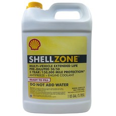 ShellZONE 多功能車用長效預稀釋50/50防凍液+引擎冷卻液 1加侖, 1個, 不限燃料類型