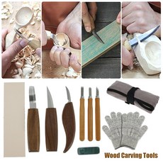 치즐 가죽공예 나무 조각 커터 세트 날카로운 목공 Whittling Gouges 목수를위한 손 도구 DIY Wood Craft Beginner, [02] 1 set