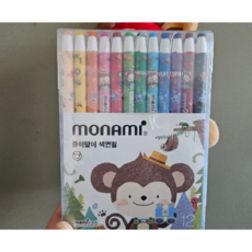 모니주 축지식 색연필 블루, 3개, 12색