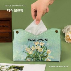 고급 유화 종이 티슈 박스 거실 차량용 휴지함 인테리어 용품, 1개, 오일병 미디엄 화이트 로즈 2개 세트