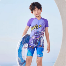 ZOKE 兒童泳衣 賽車圖案泳裝 短袖 男童