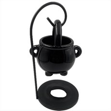 매달려 가마솥 왁스 버너 마녀 Caldron Pot Candle Holder 에센셜 오일 향이 아로마 디퓨저 양초 턱받이 장식, 검은색