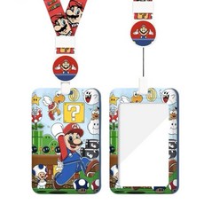 슈퍼 마리오 카드목걸이 초등학생 교통카드 지갑 출입증 사원증 카드홀더 릴형