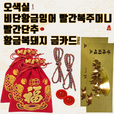 재물복 터지는 액막이 오색실 비단황금잉어빨간복주머니 빨간단추 황금복돼지금카드 비방 풍수, 2세트
