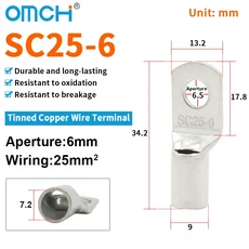 OMCH 5/10/20PCS SC 타입 터미널 와이어 용접 케이블 커넥터 1.5-50mm2 크림프, 02 5PCS, 11 SC 25-6