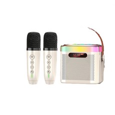 mogolala 親子互動無線藍芽麥克風K歌音響 兒童手持唱機, 米白色 手機電視K歌神器 / KTV級無損音效, 1個