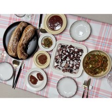 2 3인용 크리스마스 파티 식탁 테이블 식탁보 피크닉매트 북유럽 체크 패브릭, 캔디핑크, 1개