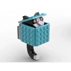 MOC 벽돌 키 체인 거치대 특이한 어린이 장난감 조립 모델 장식 DIY 걸이 링 건설 도시 빌딩 블록, 13 azure black cat