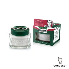 【CONQUEST】Proraso 義大利 Pre Shaving Cream 植萃綠茶 鬍鬚軟化膏 適合敏感肌膚, 1個, 綠 - 薄荷沁涼