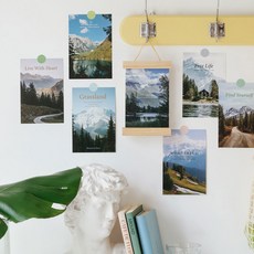 벽장식 소품 인테리어 벽꾸미기 감성 엽서 데코 엽서 세트 모음 엽서 10p + 스티커 세트, 블루(Blue Silence)