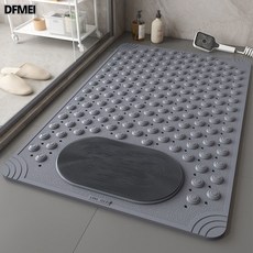 DFMEI 浴室防滑墊家用衛生間淋浴房兒童防水防摔地墊廁所洗澡按摩腳墊, 1個, 灰色-帶按摩刷