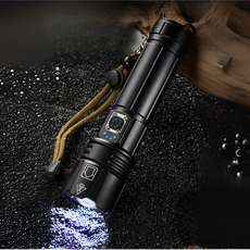 XHP-70.2 強光手電筒 伸縮變焦 登山 露營 釣魚 LED TYPE-C 充電手電筒 USB, 1個, XHP-70.2強光手電筒