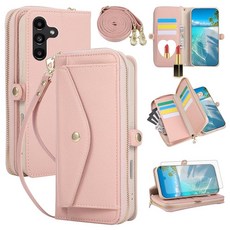 Asuwish Phone Case for Samsung Galaxy A16 5G/4G Zipper Wallet Cell Cover with Screen Protector Cro