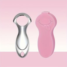 위생 케이스가 포함된 1pc 스테인레스 스틸 혀 스크레이퍼 - 건강한 치과 인체공학적 미니 디자인 여행용, 01 분홍색