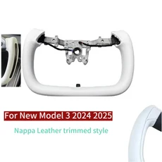 테슬라 모델 3 하이랜드 2025 요크 핸들 스티어링 휠 알칸타라/나파 가죽 카 레이싱, 06 350mm White Highland