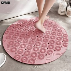 圓形防滑墊 浴室吸盤止滑墊 按摩腳墊, 嫩粉色-短毛 × 1個