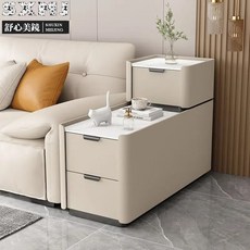 舒心美鏡落地沙發邊櫃 現代簡約實木儲物櫃 家用百搭大容量置物櫃, 米白,定制款-40*100*77【整裝發貨】, 1個