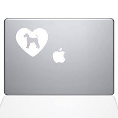 The Decal Guru Heart Airedale Terrier 데칼 비닐 스티커 13인치 맥북 프로 (2016 및 최신 모델) 화이트 (1602-MAC-13X-W)