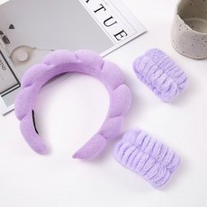 극세사 세안 헤어밴드 손목배드, 보라, 1개