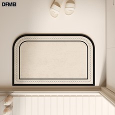 DFMEI 浴室地墊硅藻泥吸水速幹腳墊防滑洗手間衛生間用地毯現代簡約, 1個, 【軟硅藻泥】黑白虛線矩形大圓角