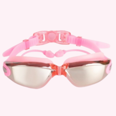 다사닷컴 일체형 귀마개 미러 수경 김서림 방지, 핑크