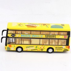 선물용 이층 버스 모델 자동차 합금 다이캐스팅 음성 방송 풀백 트럭 1/36 체중계, Yellow, 1개