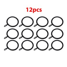 커튼 링 금속 철제 걸이 고리 커튼봉 커튼봉폴보일용 헤비 듀티 커튼용, 1. Black 12pcs