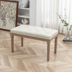 북유럽 베드벤치 빈티지 엔틱 현관 고급 침대스툴 패브릭 의자, 80x40x46 베이지 가죽