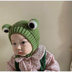 [오늘출발] 개구리 모자 니트보넷 아기방한햇 베베 귀여운소품