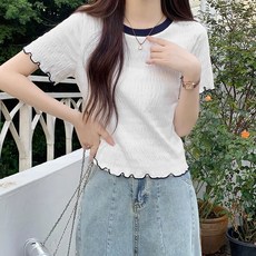 Yellwel 여성용 여름 반팔 티셔츠 심플한 디자인 캐주얼 블라우스 DJP