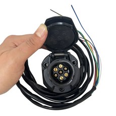 유럽식 7핀 소켓 2m 보트 카라반 트레일러 테일램프 배선, 1개, 블랙