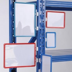 물류창고 앵글선반 네임텍 A4 A5 자석 안내판 표시판, A5레드 표시판 고정홀더1개