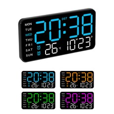 블랙페이스WALL 사각 캘린더 LED 시계 GH6659, 로즈레드LED+화이트바디