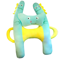 자동차용 카시트 목베게 쿠션 캐릭터 바디 쿠션 릴렉스 세트구성 목베개+바디 쿠션, 80*55, 1개, 녹색 작은 공룡