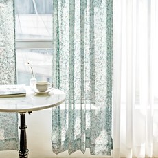 BAZAAR 飄逸雪紡布藝遮蔽簾, 薄荷花卉