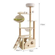 大型貓爬架 貓咪跳台 旋轉貓窩 劍麻貓抓柱 貓屋, 1個, 太空艙加高款