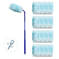 다용도 길이조절 정전기 먼지털이 스틱 청소포 20p 세트, 1세트, 블루