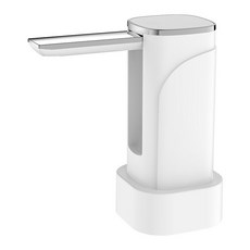 電動抽水器：家用桶裝水智能抽水機，自動充電靜音飲水神器, 電鍍灰按鍵款-送軟管,1200毫安大容量, 1個