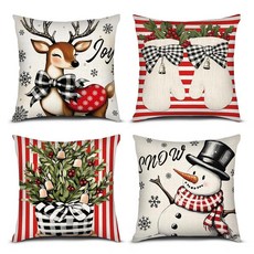 PICKFORU 크리스마스 베개 커버 45.7x45.7cm(18x18인치) 빈티지 건강에 도움사람 사슴 4개 세트 장식용 소파 쿠션 케이스 홈 데코용 849974, PICKFORU 크리스마스 베개 커버 45.7x45.7