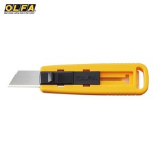 日本製造OLFA安全工作刀SK-3 左右手適用美工刀 含刀片手工藝刀 多用途安全切割刀, 黃色, 1個