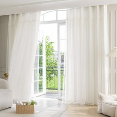 루비코코 거실 커텐 안방 사계절 예쁜 이중 레이스 아일렛 암막 커튼 2장