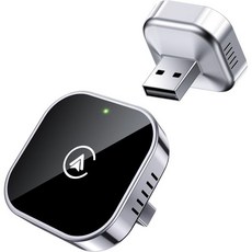 티런 2 in 1 무선 카플레이 및 안드로이드 오토 어댑터 간편한 설정 플러그 앤 플레이 빠른 원활한 사용으로 유선 카플레이/안드로이드 오토가 내장된 1000대 이상의 차량, Silver, 1개