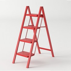 [리퍼] 가정용 접이식 사다리 A11 4단 KLA-3976 세차 청소 인테리어 발판 스툴, 레드