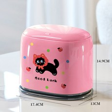 桌面垃圾桶小號迷你可愛高顏值收納桶宿舍臥室床頭辦公室帶蓋紙簍置物架收納架居家收納桌面收納陳列架儲物架居家生活好物, 蘋果暖暖貓3l按壓彈蓋